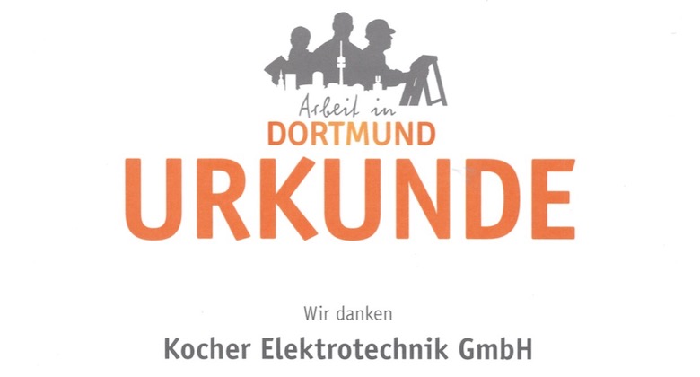 Arbeitgeber, Ausbildung, Initiative für Arbeit, Ehrung, Urkunde, Kocher, Elektrotechnik, Dortmund